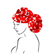 Red heart hair woman von Shawlin I