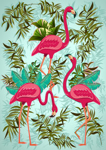Pink Flamingos Exotic Birds by bluedarkart-lem
