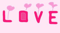 pink LOVE alphabet and pink heart with pink background by timla