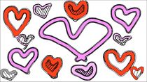 red and pink heart shape with white background by timla