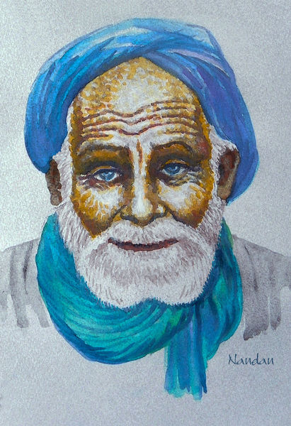 Watercolor-turbaned-old-man