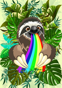 Sloth Spitting Rainbow Colors by bluedarkart-lem