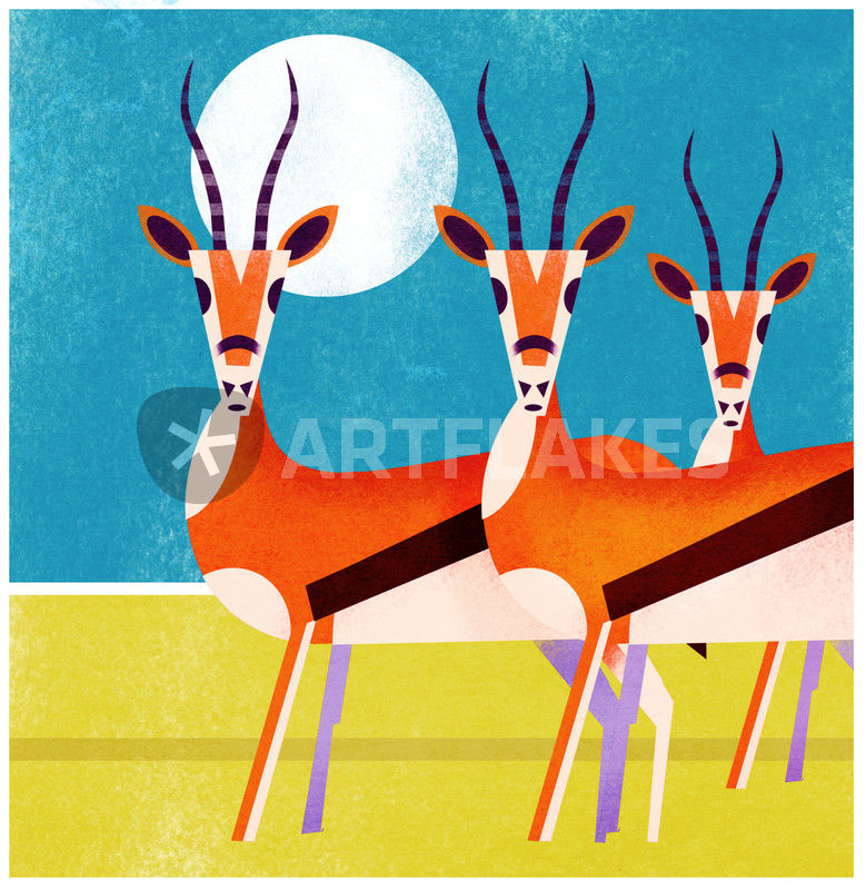 Gazelles Graphic Illustration Art Prints And Posters By Benjamin Bay Artflakes