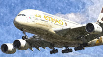 Etihad Airlines Airbus A380 Art by David Pyatt