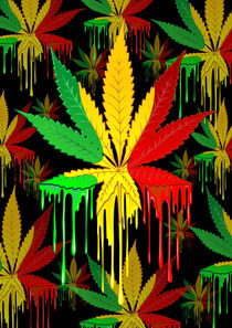 Marijuana Leaf Rasta Colors Dripping Paint von bluedarkart-lem