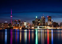 Toronto Skyline At Night From Polson St No 2 by Brian Carson