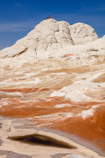 Personen stehen auf der Spitz eines Felsen, White Pockets Gesteinsformation, Vermilion Cliffs National Monument, Arizona, USA by geoland