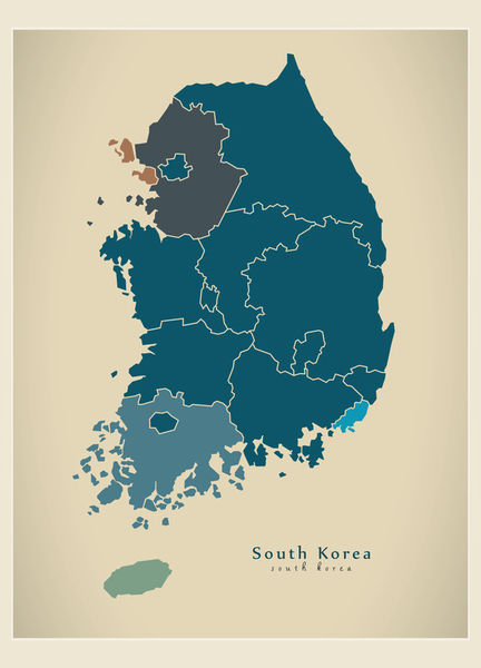 Modern-map-kr-south-korea-with-regions