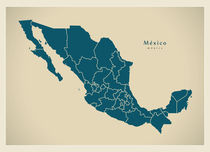 Mexico Modern Map by Ingo Menhard