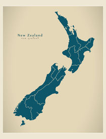 New Zealand Modern Map by Ingo Menhard