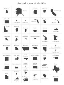 USA all federal states overview black and white von Ingo Menhard