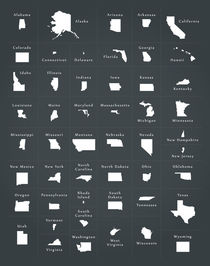 USA all federal states overview black by Ingo Menhard