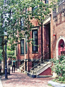 Boston MA - Walking the Dog on Mount Vernon Street by Susan Savad