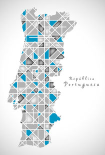 Portugal Map crystal style artwork by Ingo Menhard