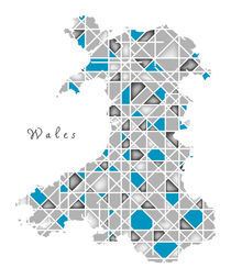 Wales Map crystal style artwork von Ingo Menhard