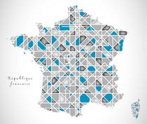 France Map crystal style artwork von Ingo Menhard