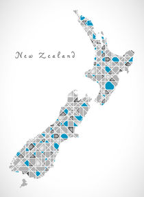 New Zealand Map crystal style artwork by Ingo Menhard