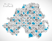 Northern Ireland Map crystal style artwork by Ingo Menhard