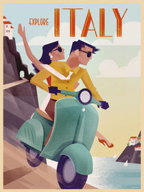 Retro Vintagel Travel Poster Italy von Benjamin Bay