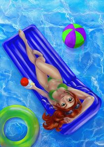 Redhead girl in the swimming pool by Merche Garcia