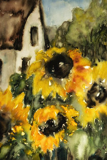 Sunflower with house - Sonnenblume mit Haus by Chris Berger