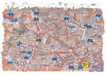 Illustrated map of Berlin-Mitte. Red von cartoon-city