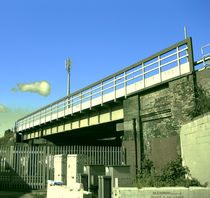 railway bridge with small cloud by Peter Madren