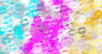 pink blue and orange kisses lipstick abstract background by timla