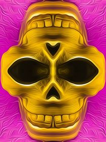 drawing and painting golden skull with pink background von timla