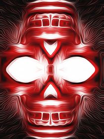 drawing and painting red skull with black background by timla