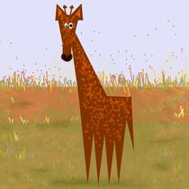 Giraffe on the savannah by Yolande Anderson