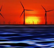 Wind Farms in the Sunset (Digital Art) von John Wain