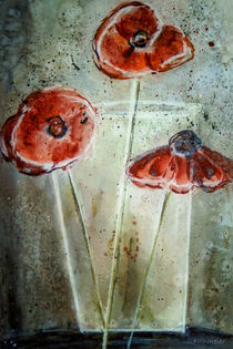 Roter Mohn in Vase - abstrakt by Chris Berger