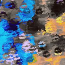 black blue and orange kisses lipstick abstract background von timla