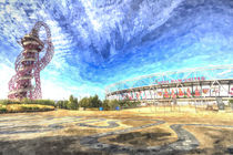 West Ham Olympic Stadium And The Arcelormittal Orbit  Art by David Pyatt