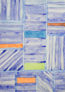Blue Panel with Colorful Rectangles by Heidi  Capitaine