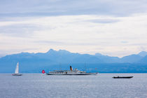 A ferry, a sailboat and a fisherman boat by Jessy Libik