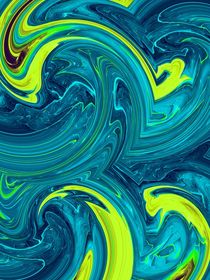 blue green and yellow curly painting texture abstract background by timla