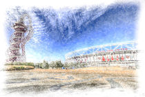 West Ham Olympic Stadium And The Arcelormittal Orbit Snow von David Pyatt