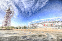 West Ham Olympic Stadium And The Arcelormittal Orbit Snow von David Pyatt