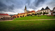 Main square and castle in Kremnica by Zoltan Duray