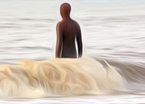Gormley Statue in the Sea (Digital Art) von John Wain