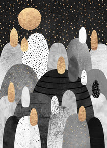 Little land of pebbles by night by Elisabeth Fredriksson