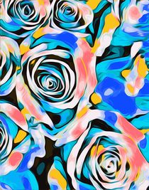 blue pink white and yellow roses texture background von timla