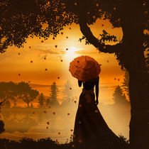 Die Frau im romantischen HerbstLicht  von Monika Juengling
