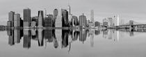 New York in black and white with reflections on the river by Sharon Yanai