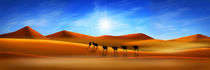 Eine Karawane zieht durch die Wüste von Monika Juengling