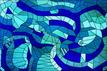 3D Blue Geometry by Sharon Yanai