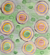 Luminous Ringed Circles on Green by Heidi  Capitaine