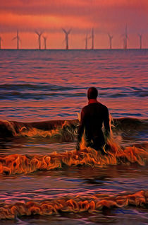 In the surf at Sunset von John Wain